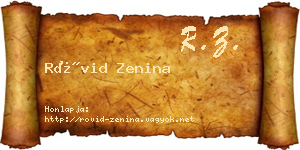 Rövid Zenina névjegykártya